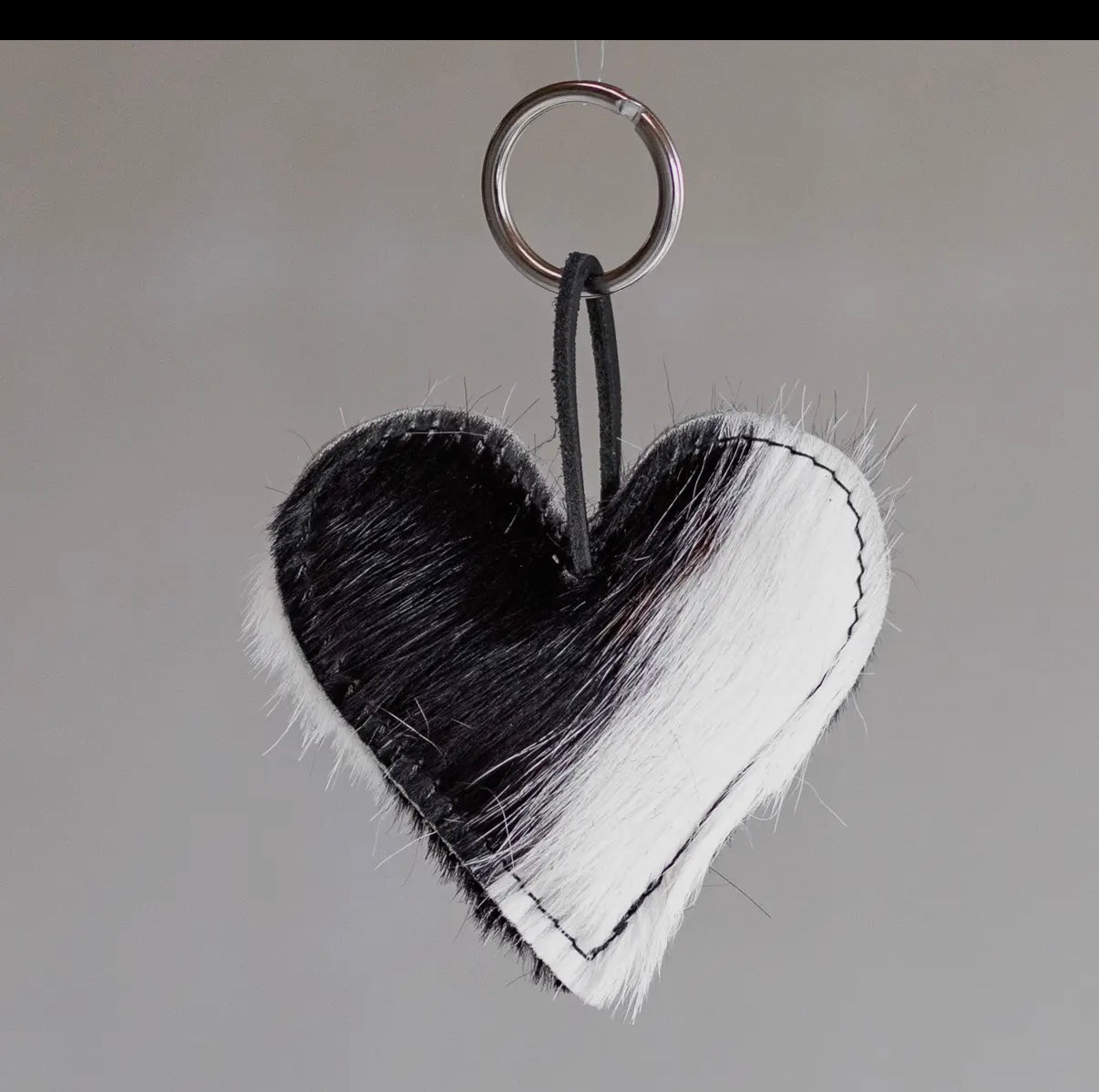 Heart Cowhide Hair Charm Two Color HAIR Handmade Leather Bag & Key Accessory