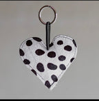 Cowhide hair leather heart Small Dalmatian dot Print key chain bag charm