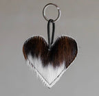 Heart Cowhide Hair Charm Tri Color HAIR Handmade Leather Bag & Key Accessory