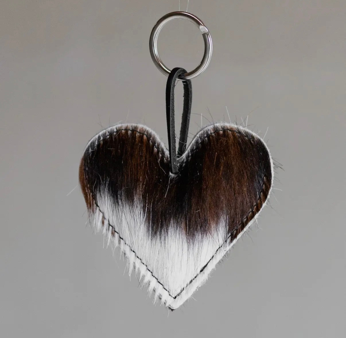 Heart Cowhide Hair Charm Tri Color HAIR Handmade Leather Bag & Key Accessory