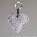 Heart Cowhide Hair Charm Grey HAIR Handmade Leather Bag & Key Accessory