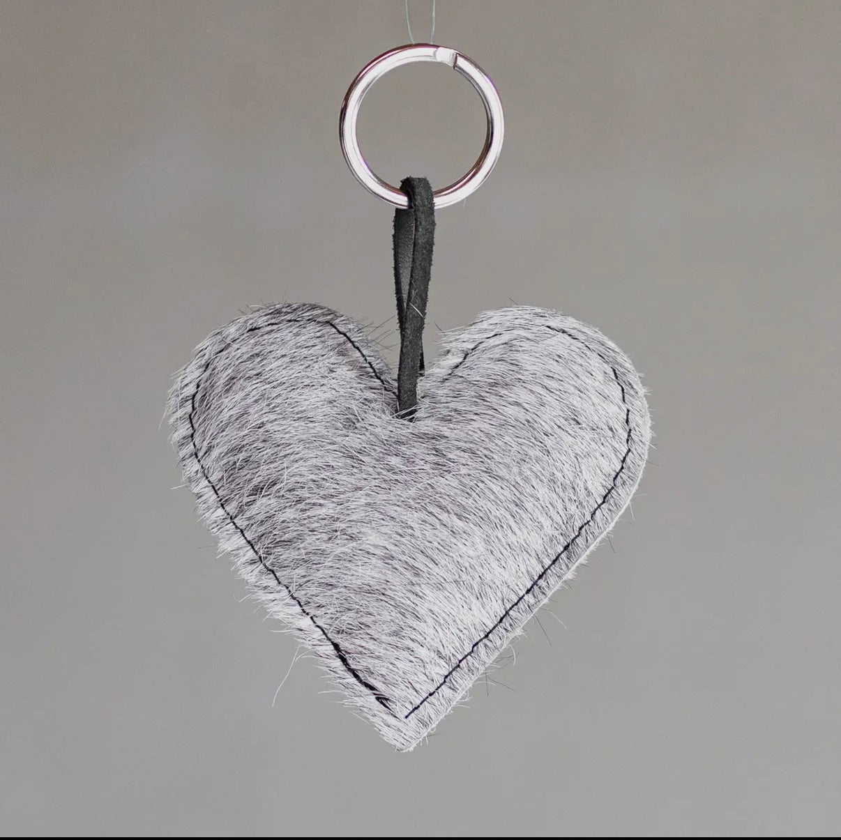 Heart Cowhide Hair Charm Tri Color HAIR Handmade Leather Bag & Key Accessory