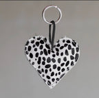 Cowhide hair leather heart Small Dalmatian dot Print key chain bag charm