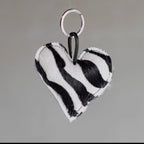 Cowhide hair leather heart Small Dalmatian dot Print key chain bag charm