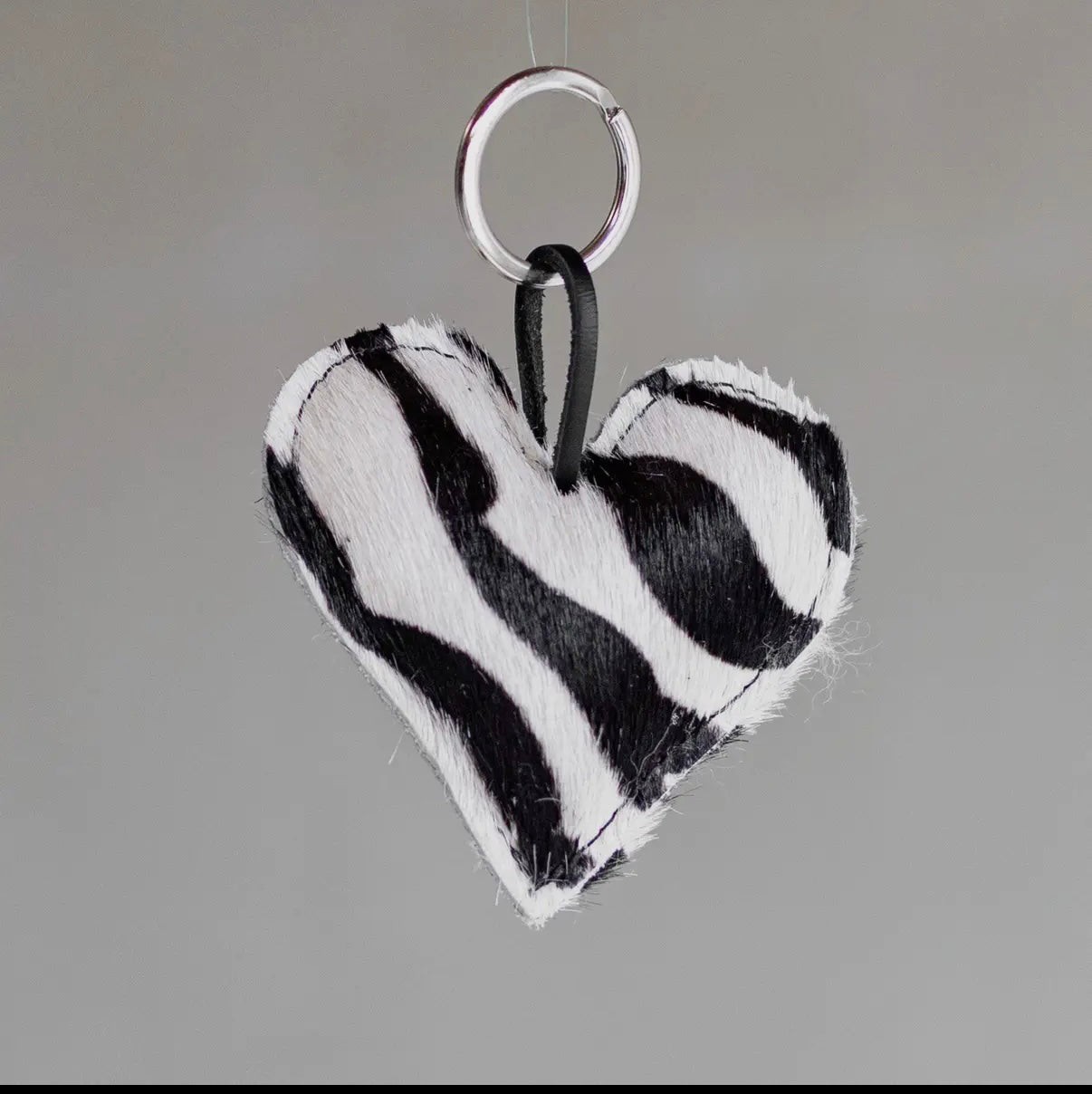 Heart Cowhide Hair Charm Champagne HAIR Handmade Leather Bag & Key Accessory