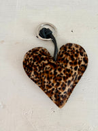 Heart Cowhide Hair Charm Champagne HAIR Handmade Leather Bag & Key Accessory