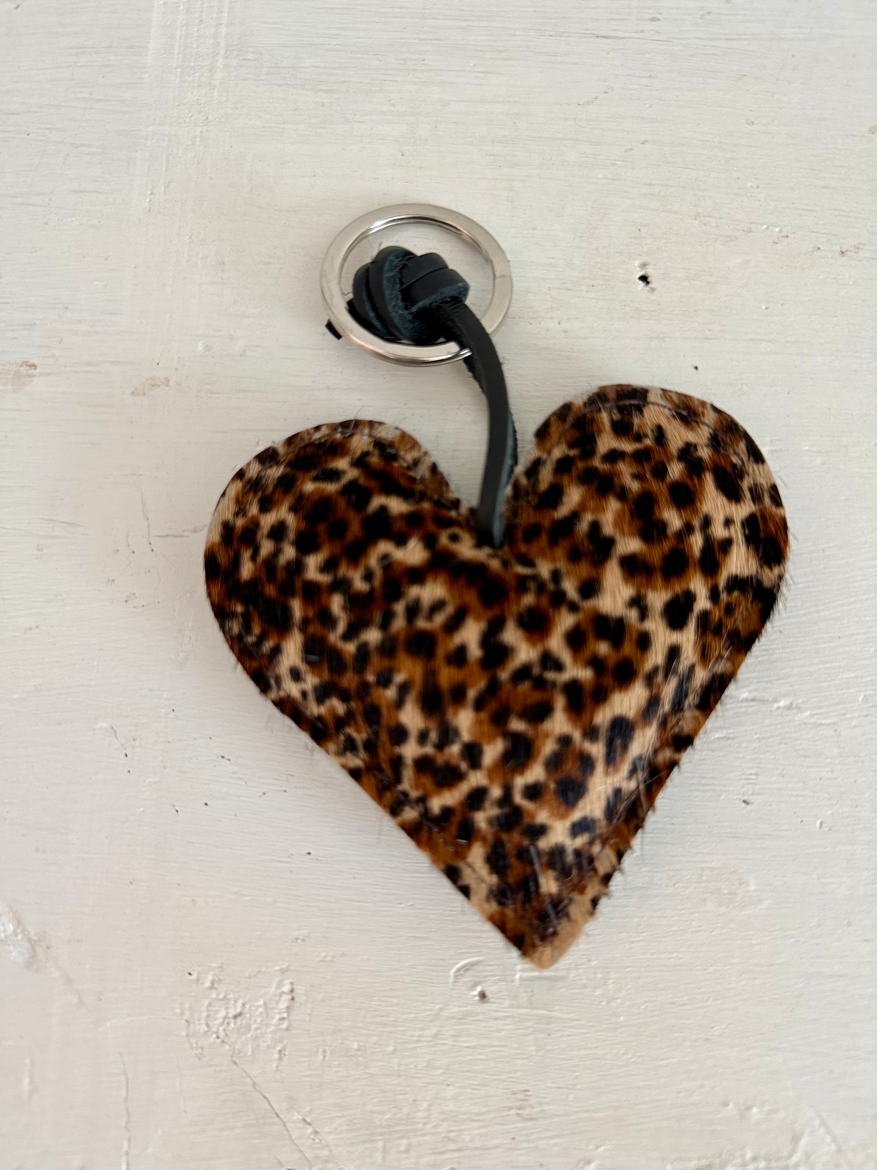 Heart Cowhide Hair Charm Champagne HAIR Handmade Leather Bag & Key Accessory