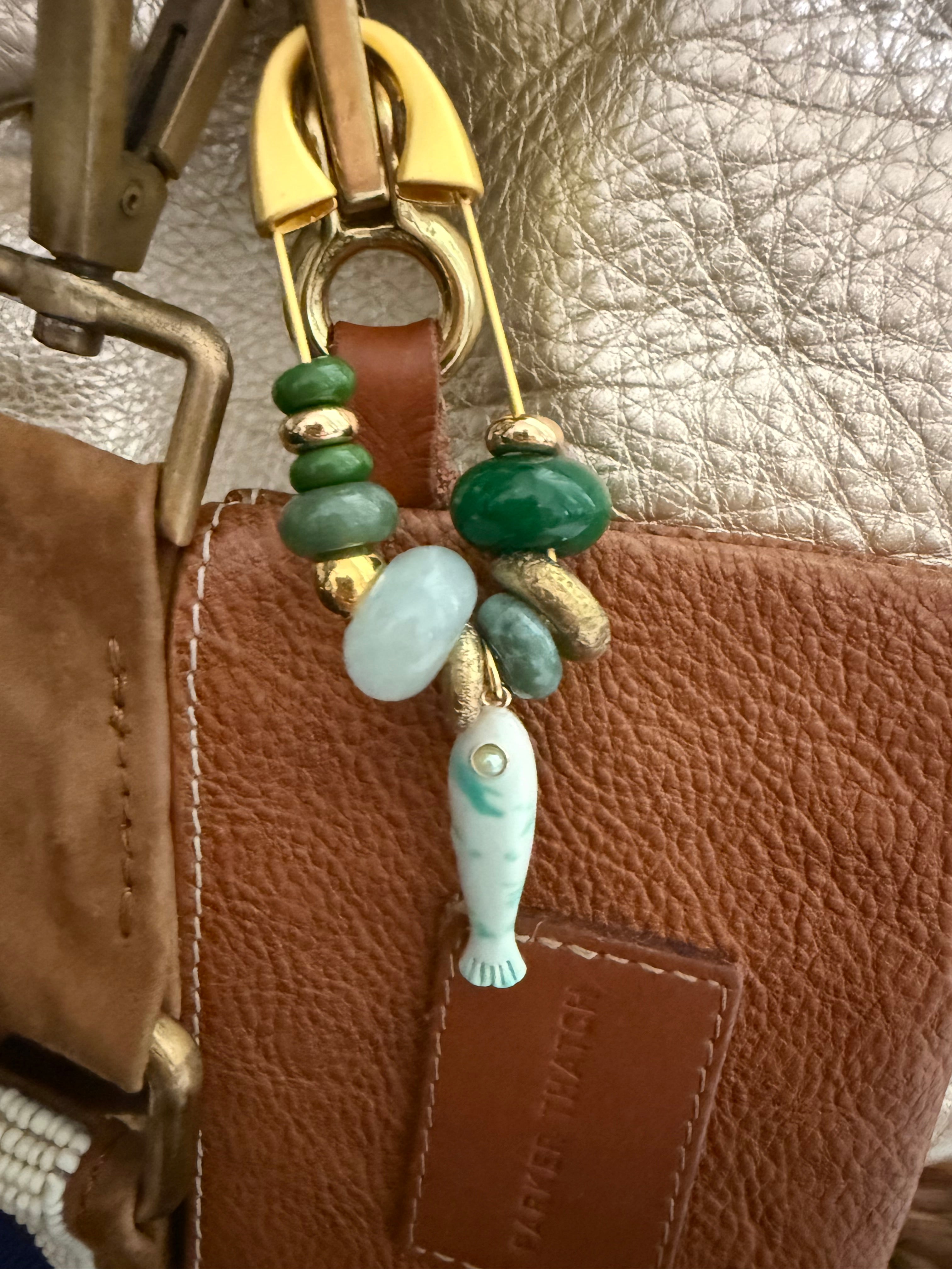 The Fishies Charm - Clasp Style bag charm semiprecious stone fish