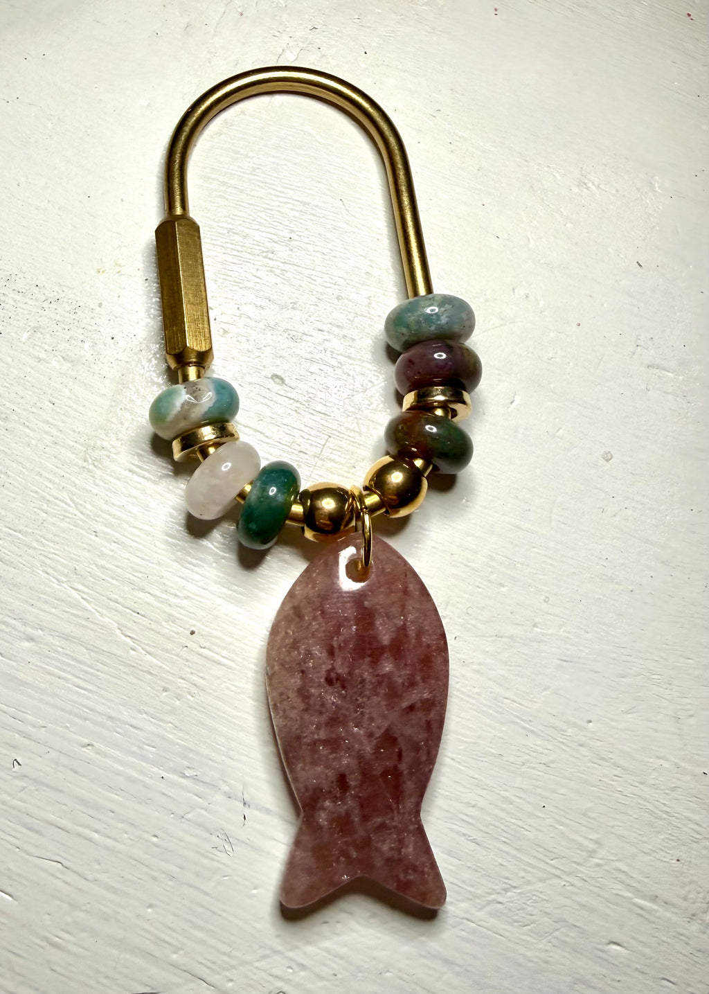The Fishies Charm - Clasp Style bag charm semiprecious stone fish