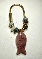 The Fishies Charm - Clasp Style bag charm semiprecious stone fish