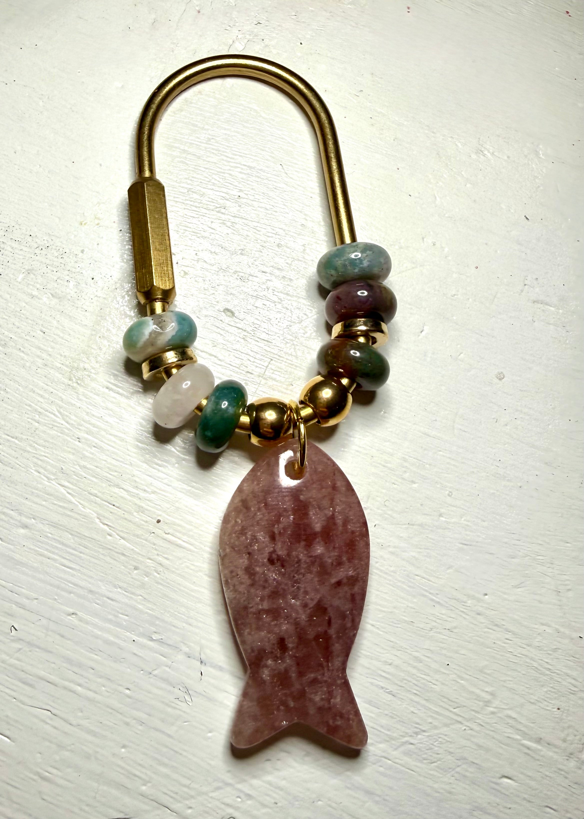 The Fishies Charm - Clasp Style bag charm semiprecious stone fish