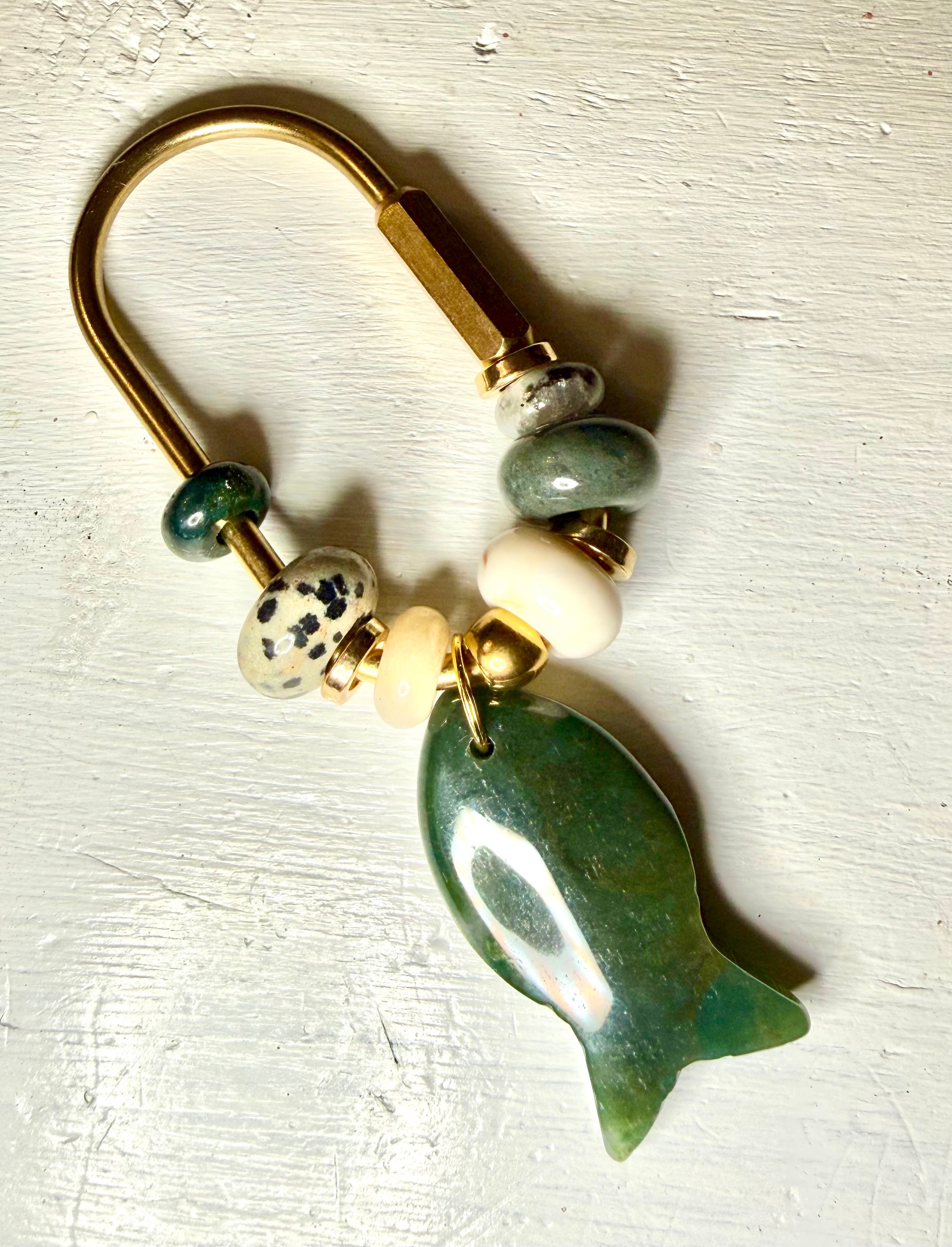 The Fishies Charm - Clasp Style bag charm semiprecious stone fish