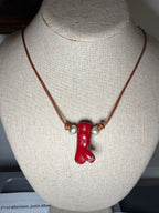 The  Coral Kiss Necklace Freshwater Pearl - Coral - Pendant Necklace 20 inch adjustable