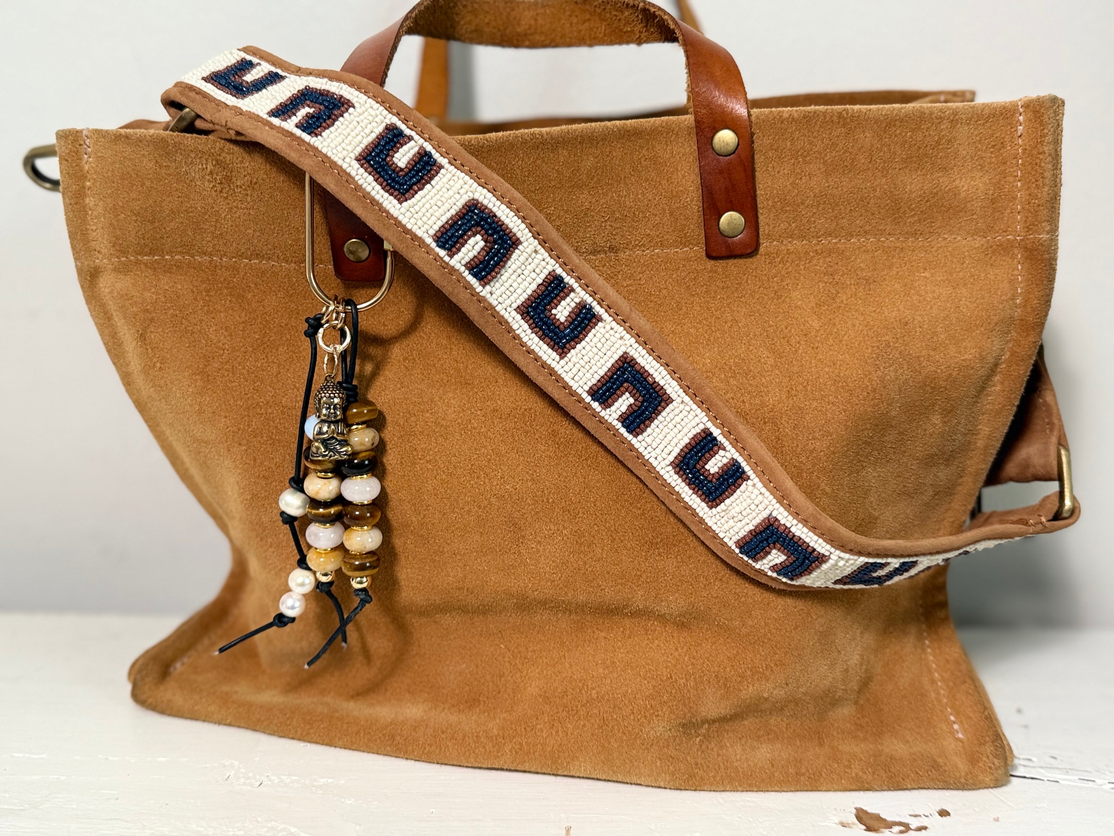 The BUDDHA Bag Charm Keychain - Semiprecious Stone Bag Purse Accessory Handmade