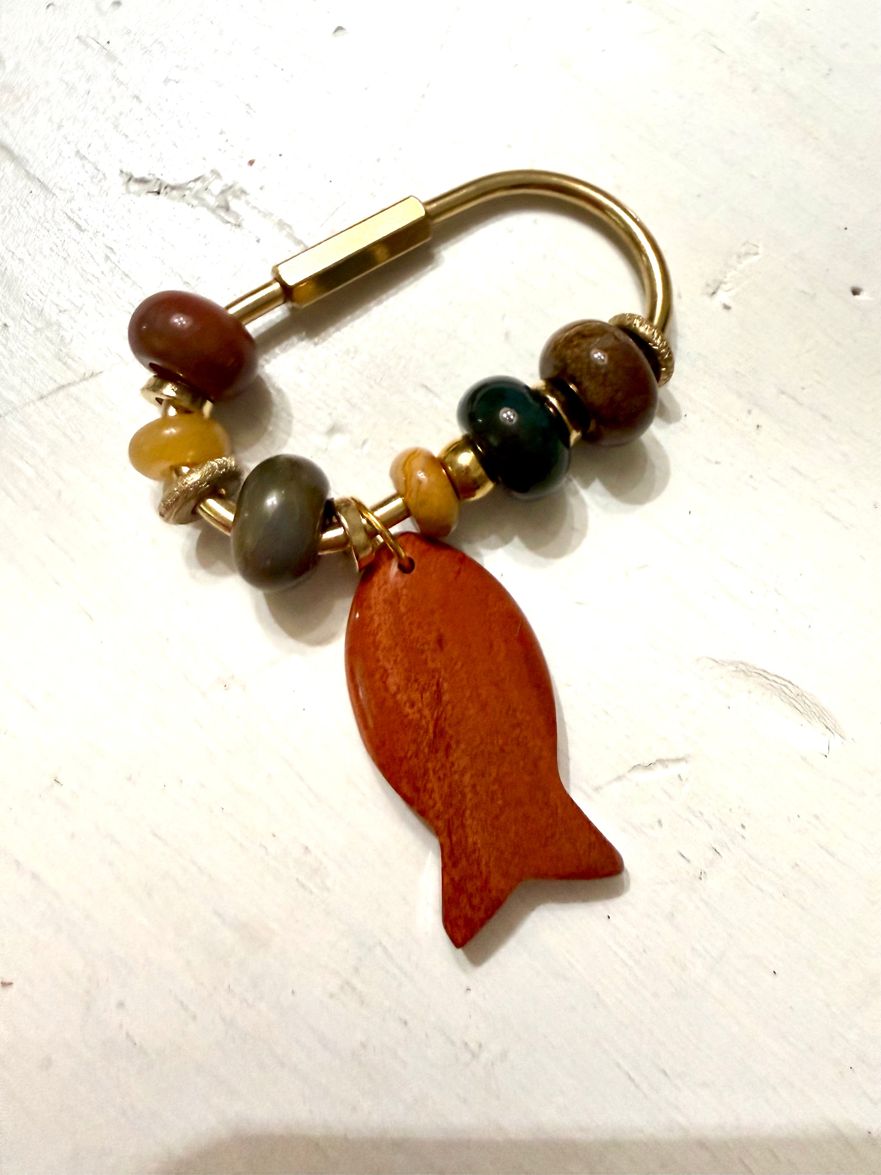 The Fishies Charm - Clasp Style bag charm semiprecious stone fish