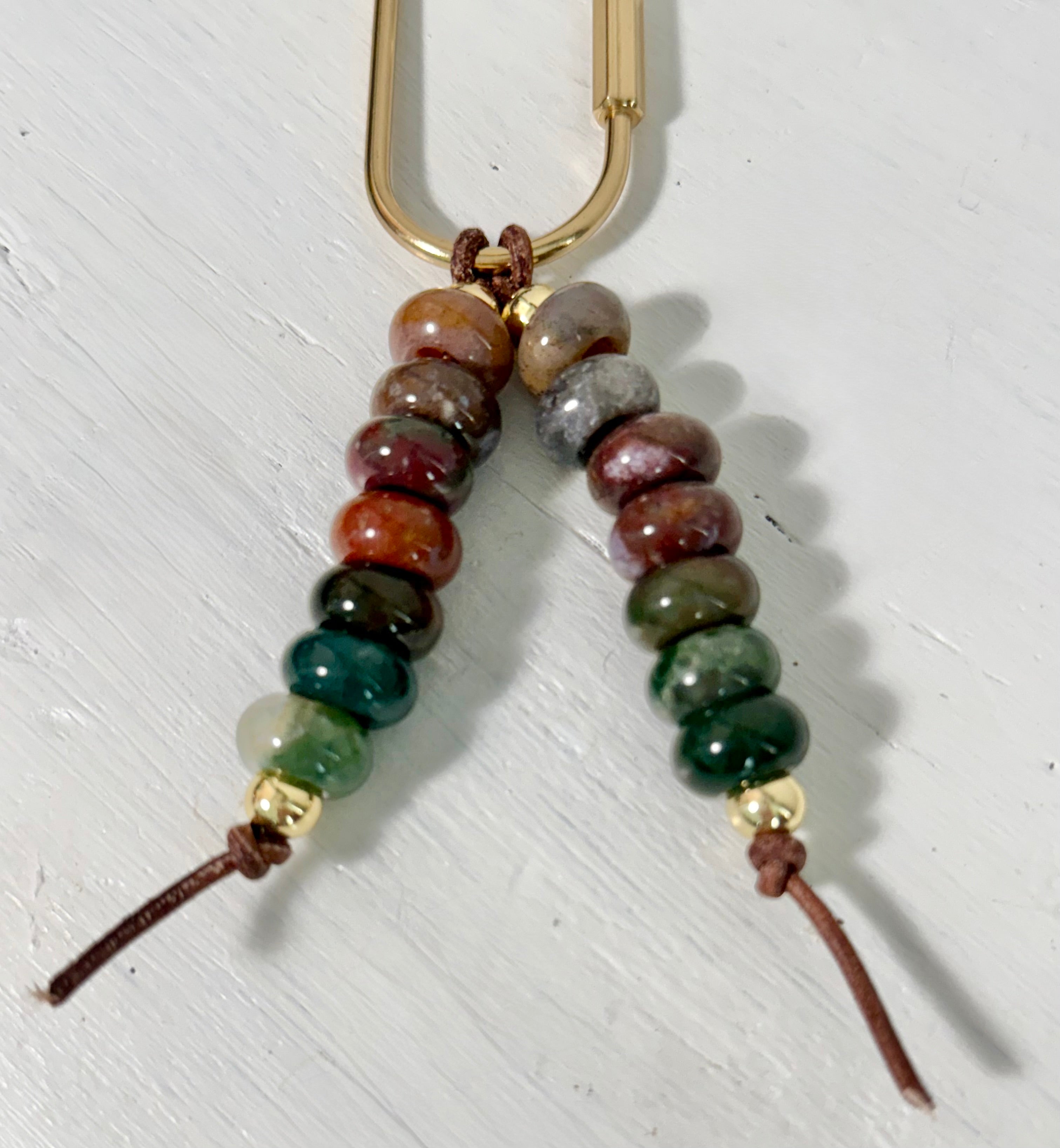 The FOREST Colorful Stone Double Strand Bag Charm Key Chain Boho Accessory