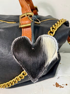 Heart Cowhide Hair Charm TWO COLOR HairHandmade Leather Bag & Key Accessory