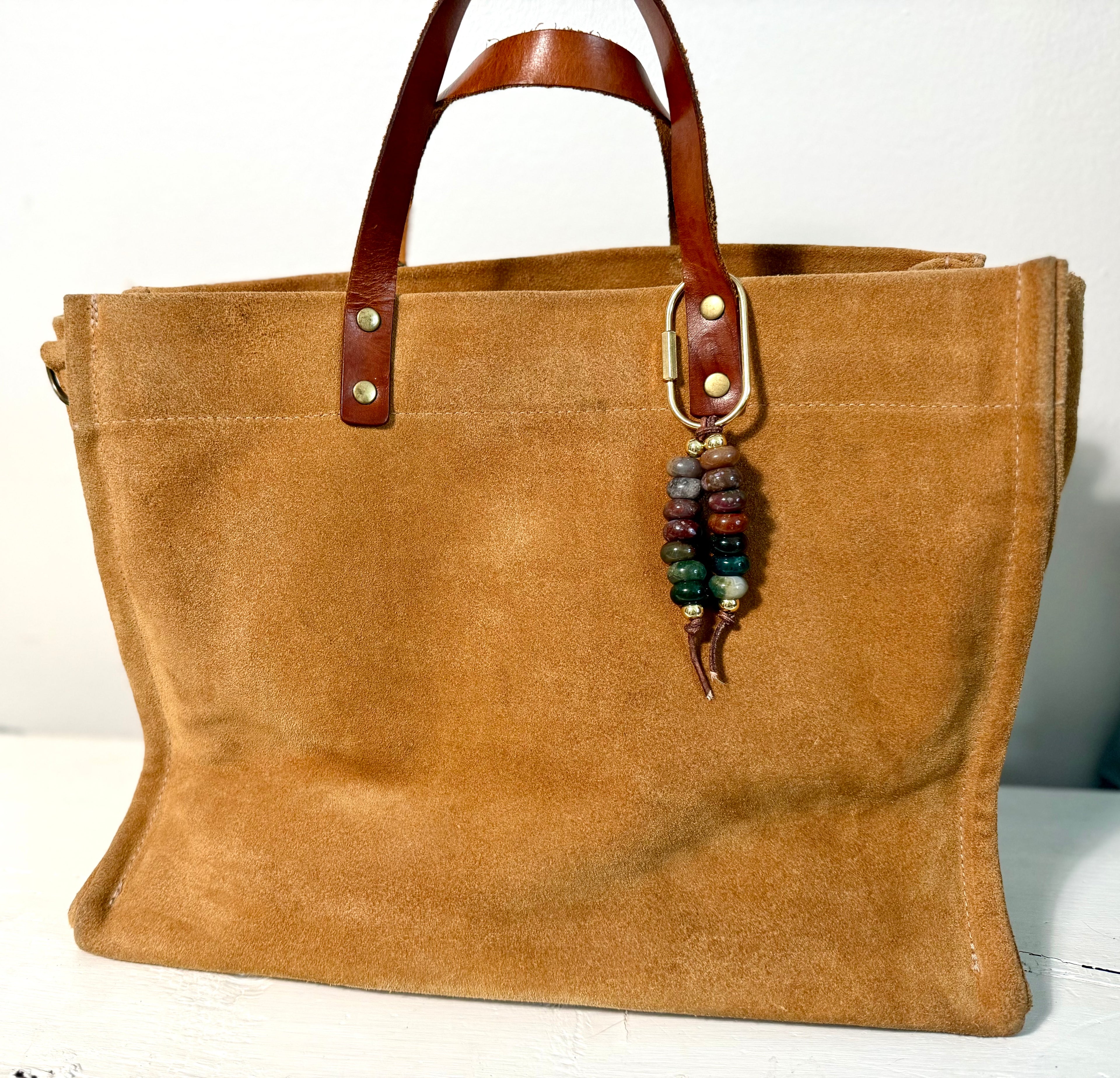 The FOREST Colorful Stone Double Strand Bag Charm Key Chain Boho Accessory