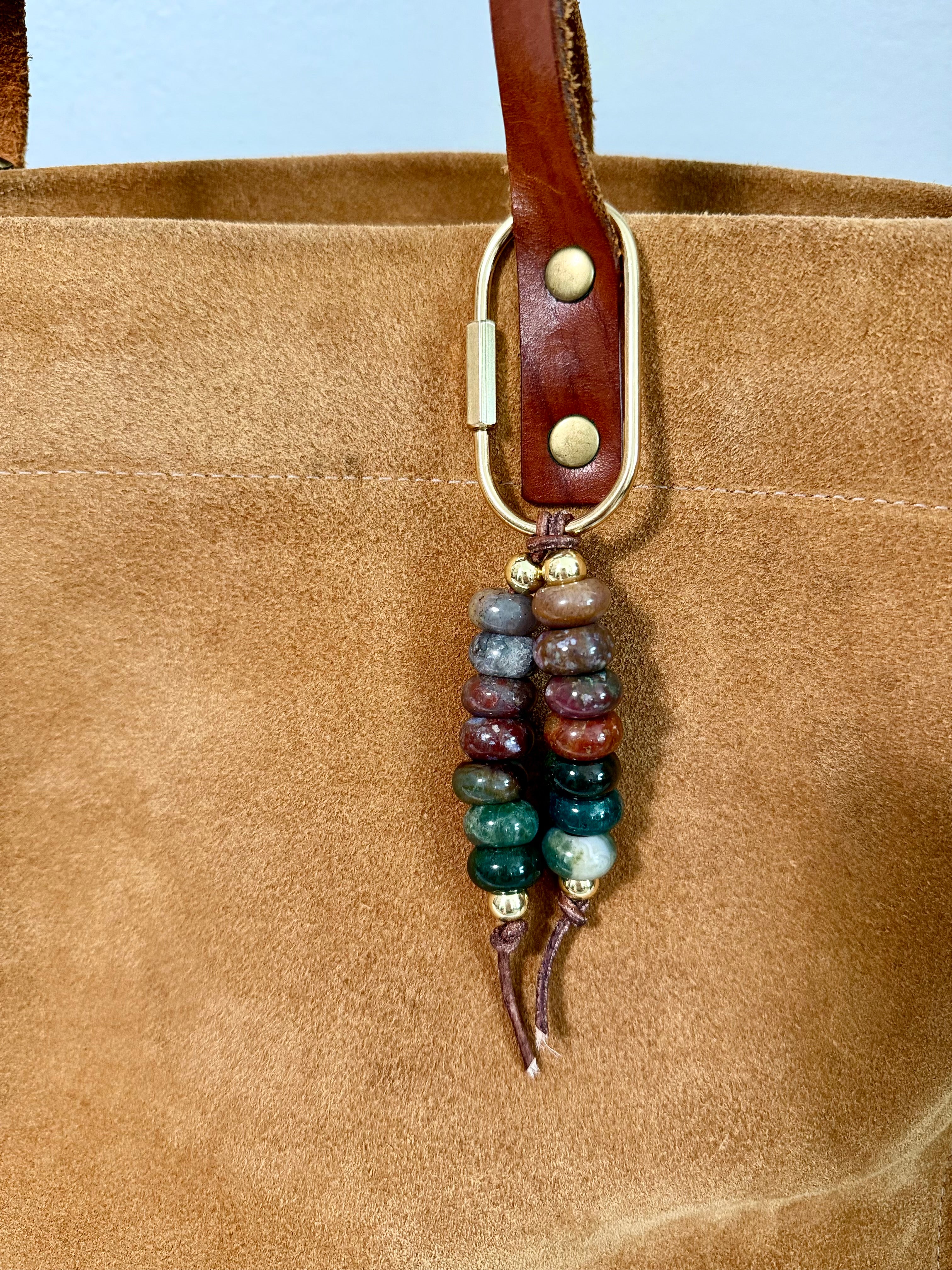 The FOREST Colorful Stone Double Strand Bag Charm Key Chain Boho Accessory