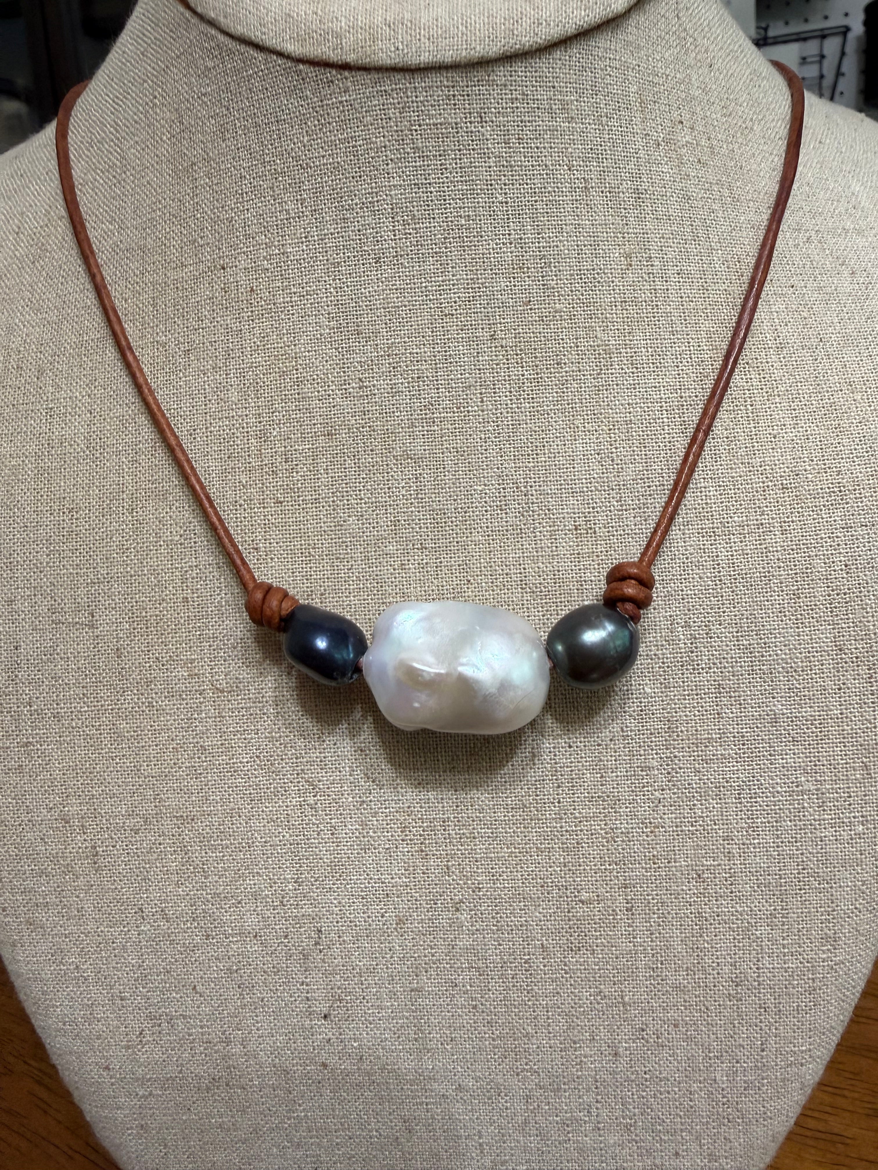 The  Moonlit Tide Necklace Baroque Pearls  20 inches adjustable