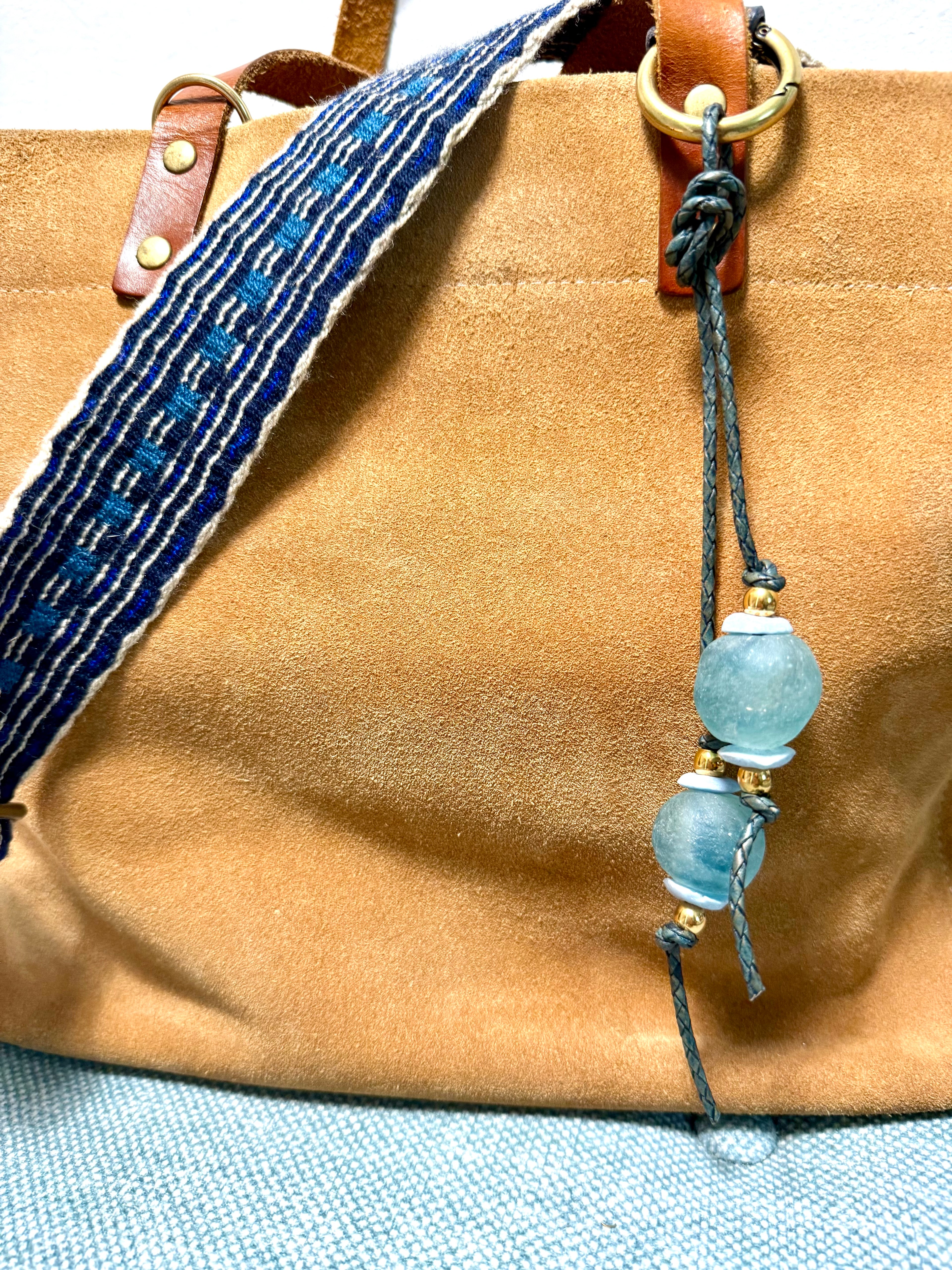The Sea Glass Daydream Bag Charm recycled Glass wrap charm
