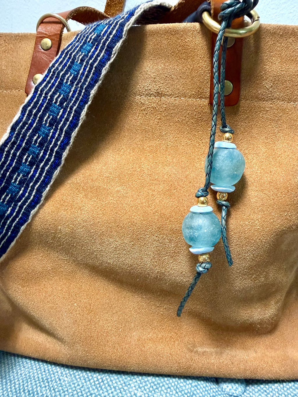 The Sea Glass Daydream Bag Charm recycled Glass wrap charm