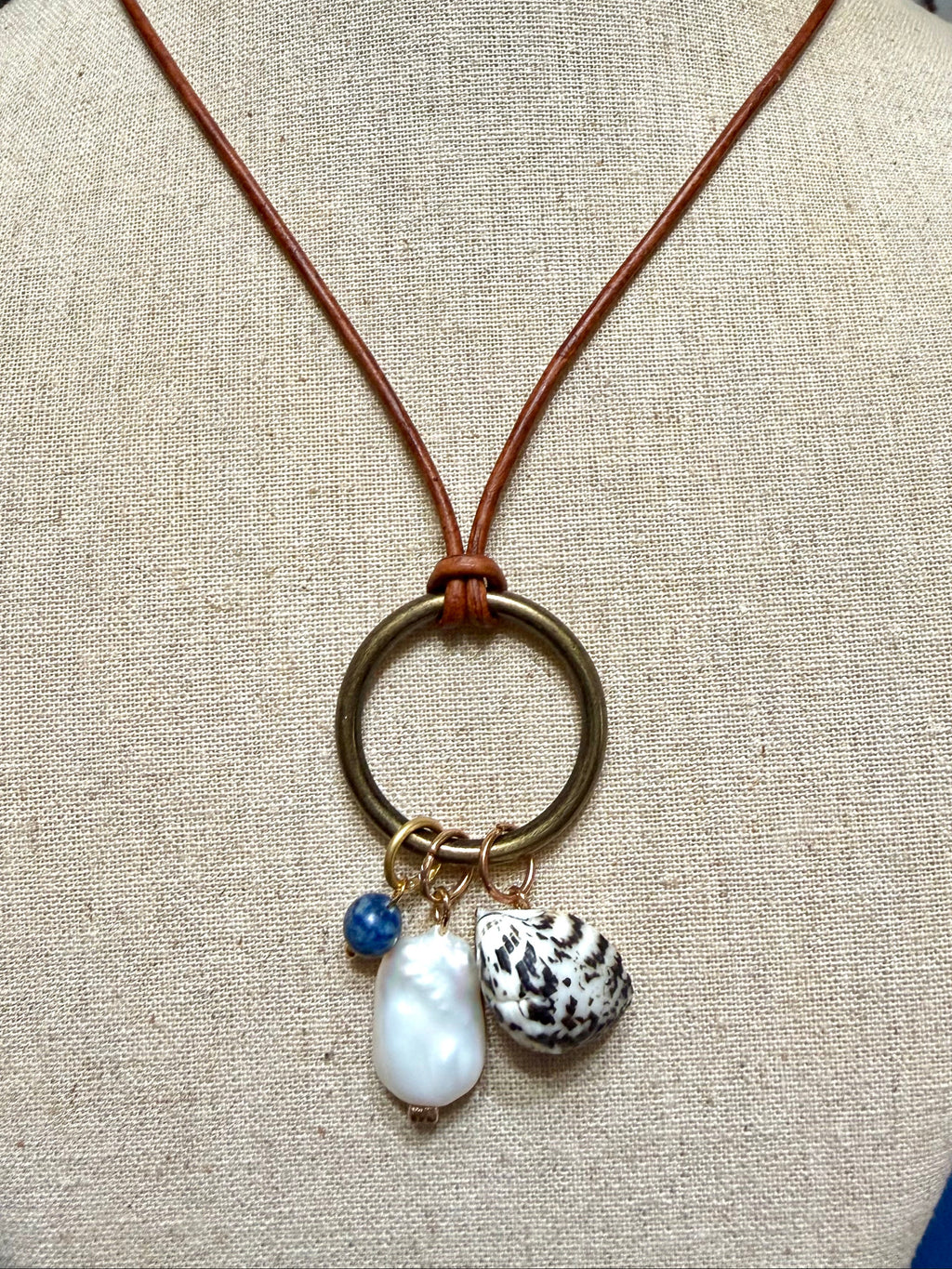 The Mermaid Trinket Necklace -Shells-Pearls-Beach Lovers 30 inches adjustable