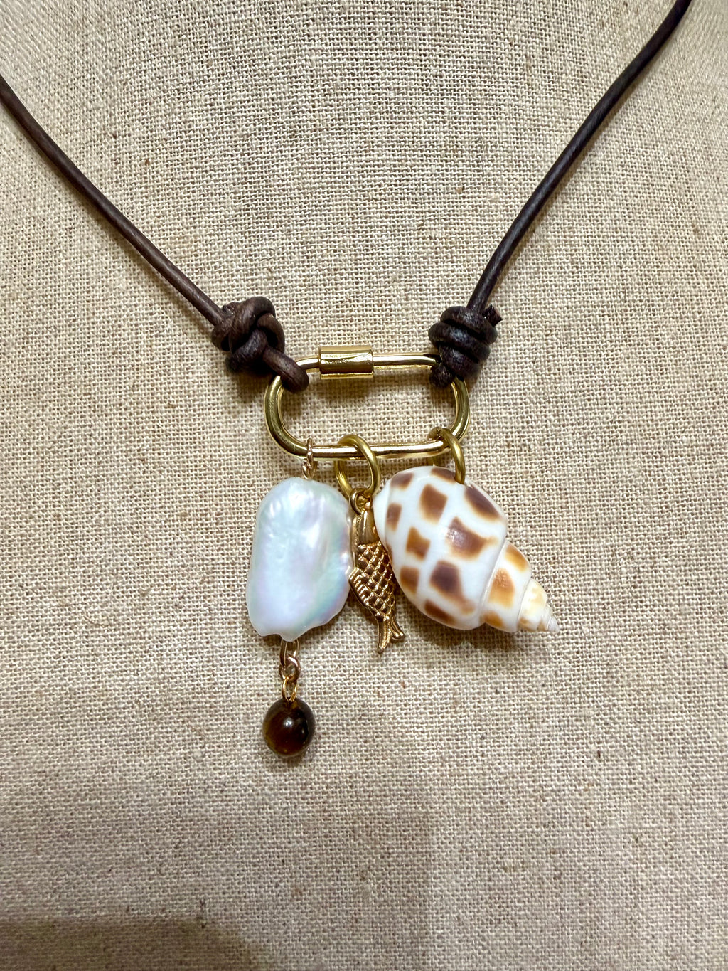 The Mermaid Trinket Necklace -Shells-Pearls-Beach Lovers 30 inches adjustable