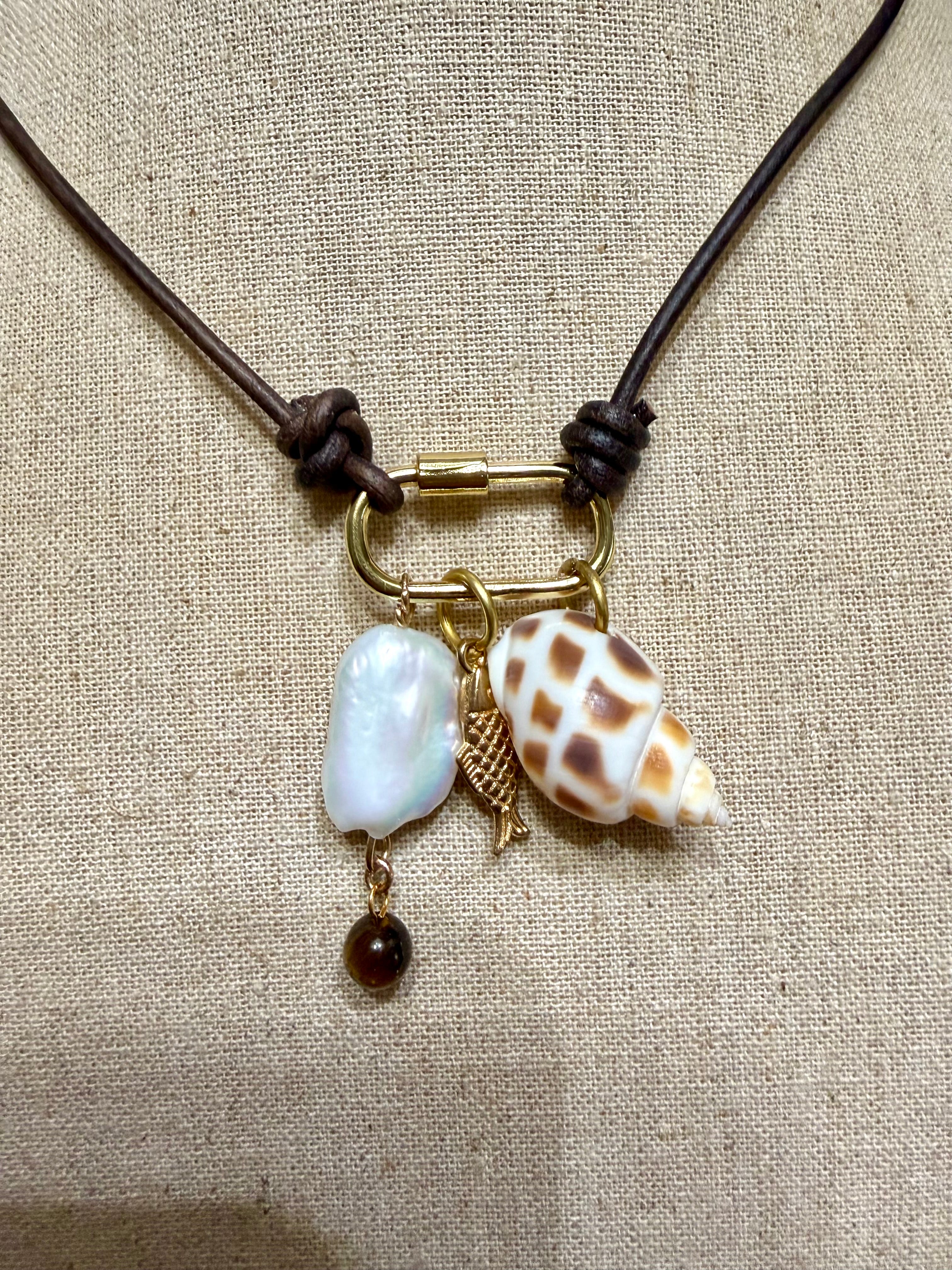 The Mermaid Trinket Necklace -Shells-Pearls-Beach Lovers 30 inches adjustable