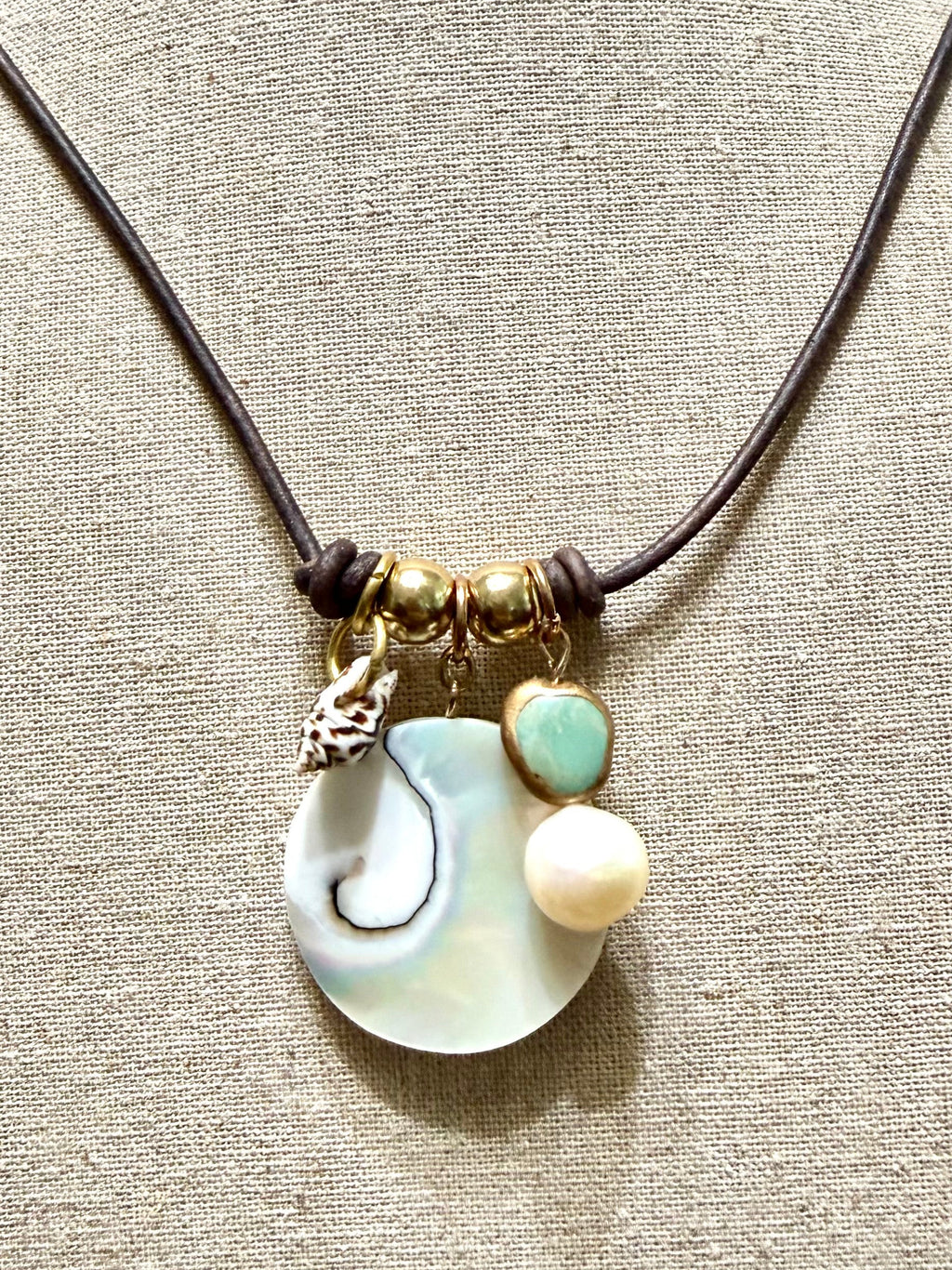The Mermaid Trinket Necklace -Shells-Pearls-Beach Lovers 30 inches adjustable