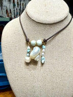 The Moonlit Tide necklace - Larimar, freshwater pear shell 26inches Adjustable