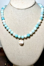 The Gulf Dream - 10mm Amazonite beads & Shiva Shell 20 inches adjustable