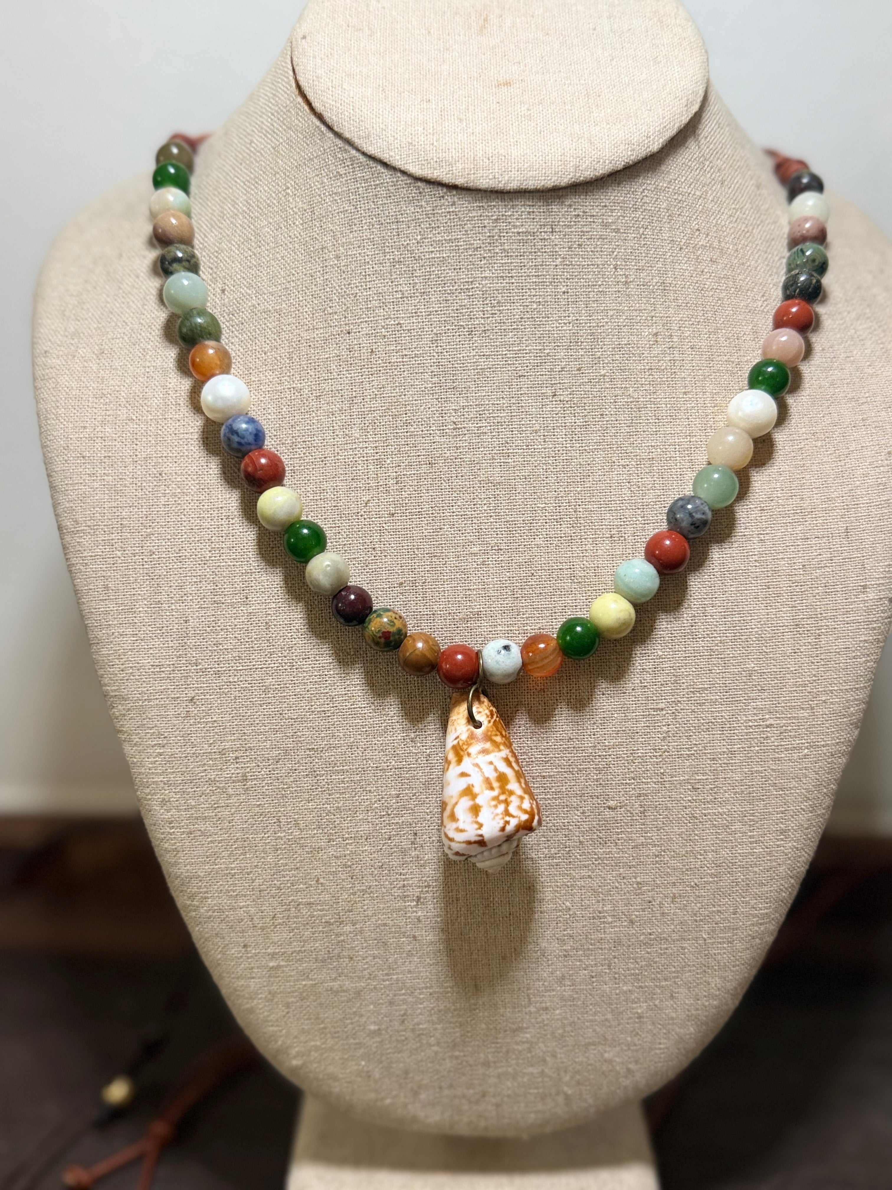 The Beachcomber’s Treasure Necklace Mix of Semiprecious Stones 22 inches