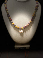The Golden Tide 10mm Mookaite beaded necklace Shiva Shell 20 inches