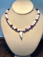 The Lavender Tide Necklace 8mm Amethyst Crazy Lace agate 20 inches Adjustbale