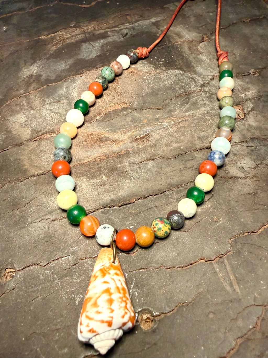 The Beachcomber’s Treasure Necklace Mix of Semiprecious Stones 22 inches