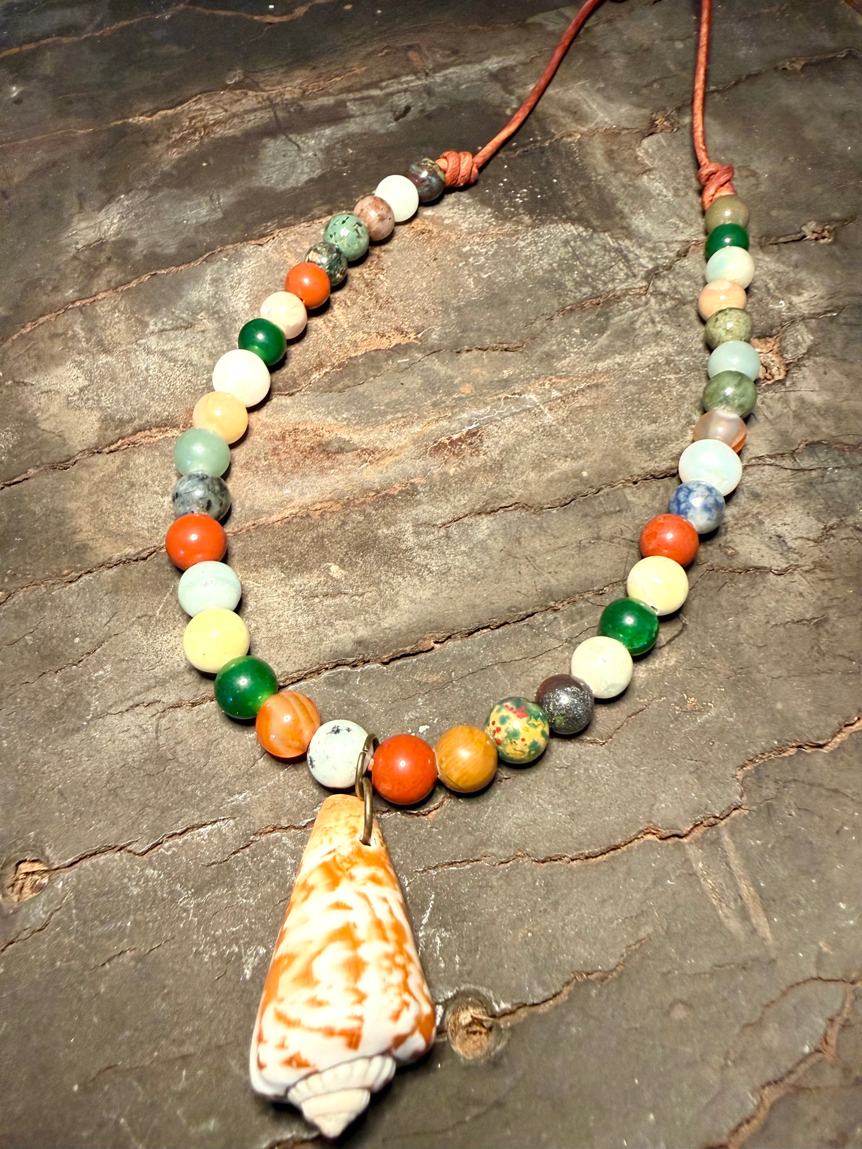 The Beachcomber’s Treasure Necklace Mix of Semiprecious Stones 22 inches