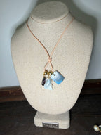 The Tidepool Treasure Necklace - Blue Apatite Mother of Pearl Shell 30 inches