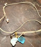 The Tidepool Treasure Necklace - Blue Apatite Mother of Pearl Shell 30 inches
