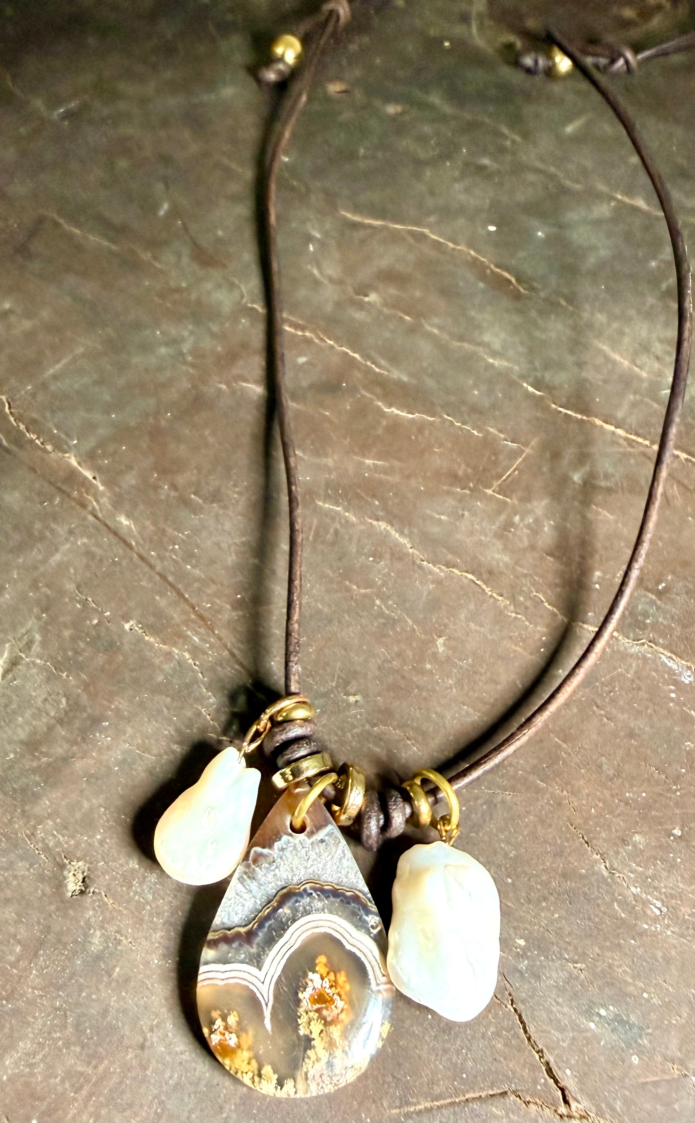 The Mermaid Trinket Necklace -Shells-Pearls-Beach Lovers 30 inches adjustable