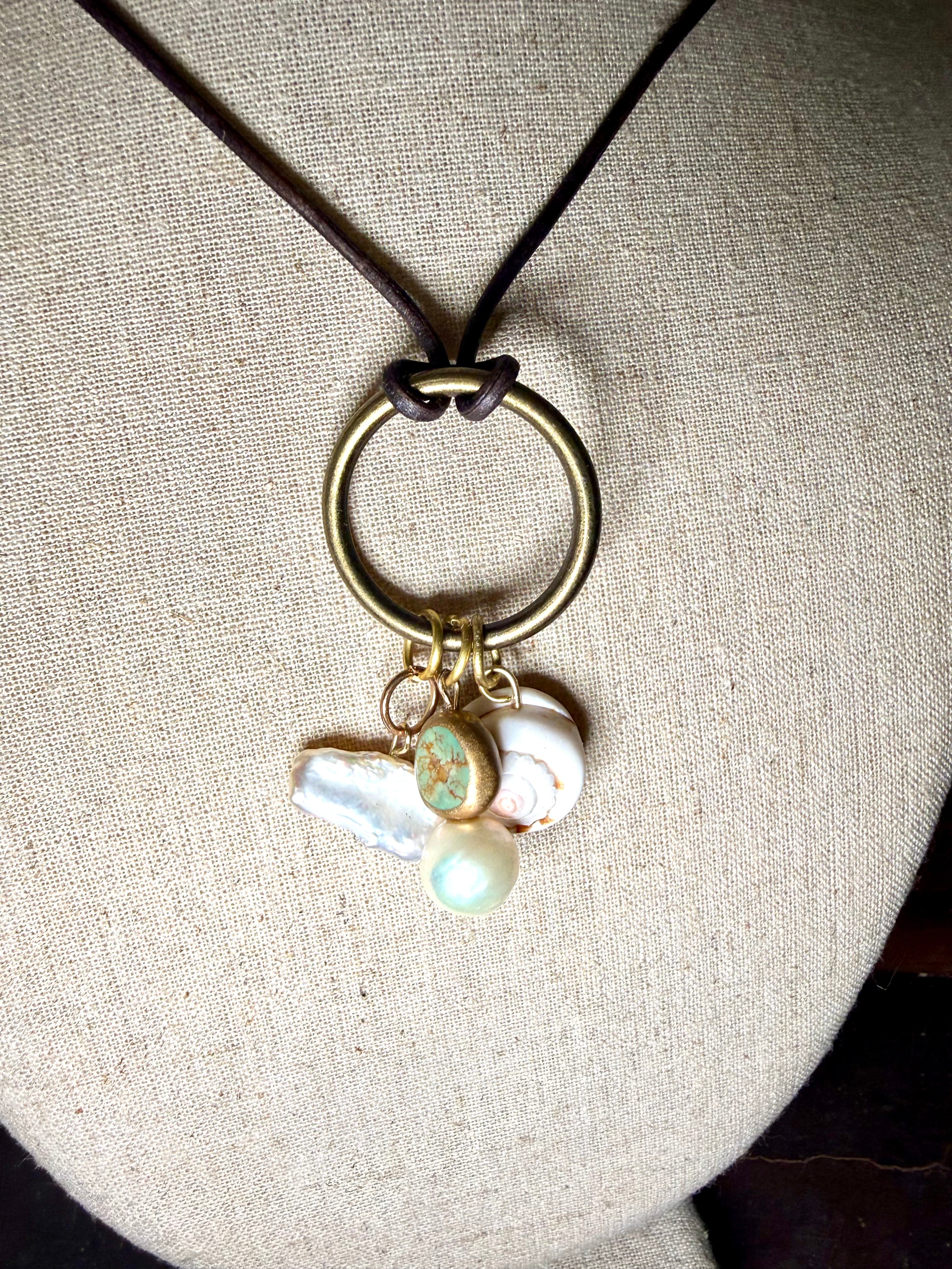 The Mermaid Trinket Necklace -Shells-Pearls-Beach Lovers 30 inches adjustable