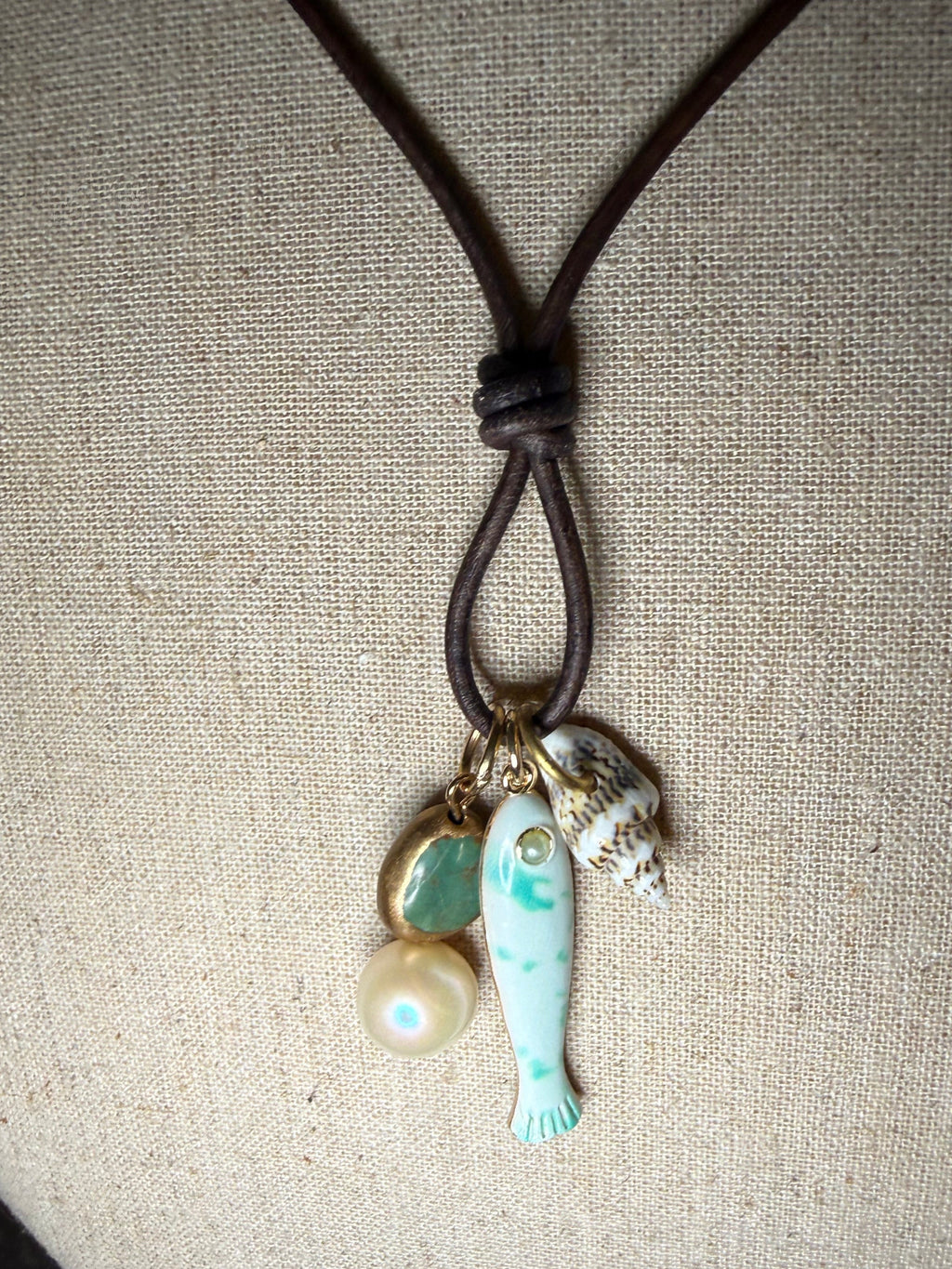 The Mermaid Trinket Necklace -Shells-Pearls-Beach Lovers 30 inches adjustable