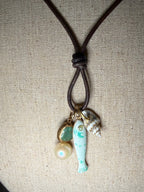 The Mermaid Trinket Necklace -Shells-Pearls-Beach Lovers 30 inches adjustable