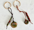 The BESTIE - SET of TWO Colorful Stone Double Strand Bag Charm Key Chain Accessory