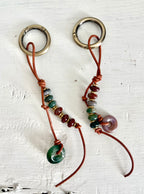 The BESTIE - SET of TWO Colorful Stone Double Strand Bag Charm Key Chain Accessory