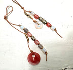 The BESTIE - SET of TWO Colorful Stone Double Strand Bag Charm Key Chain Accessory