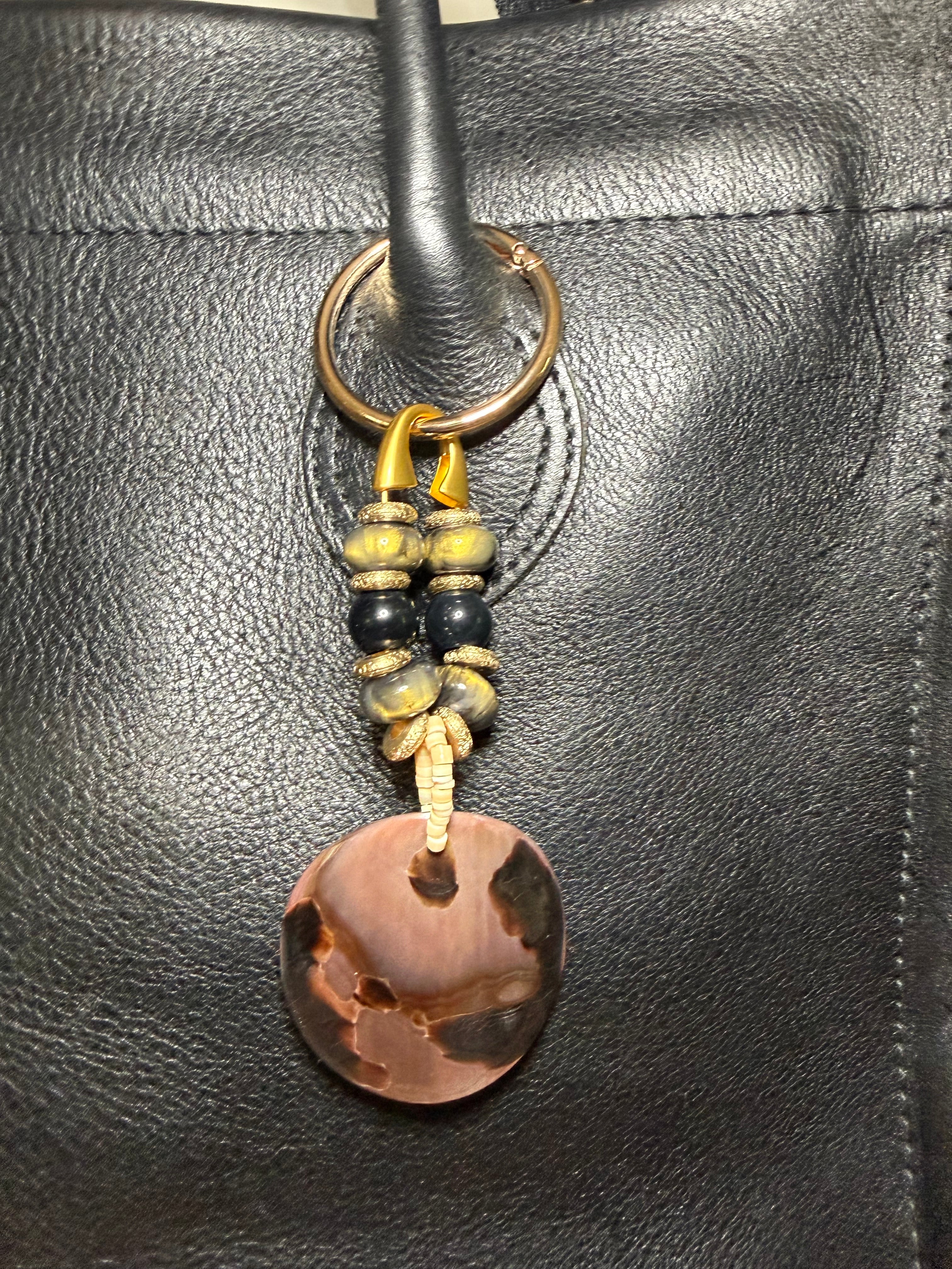 The Abby | Vintage Abalone Shell Bag Charm | A One-of-a-Kind Treasure Reimagined