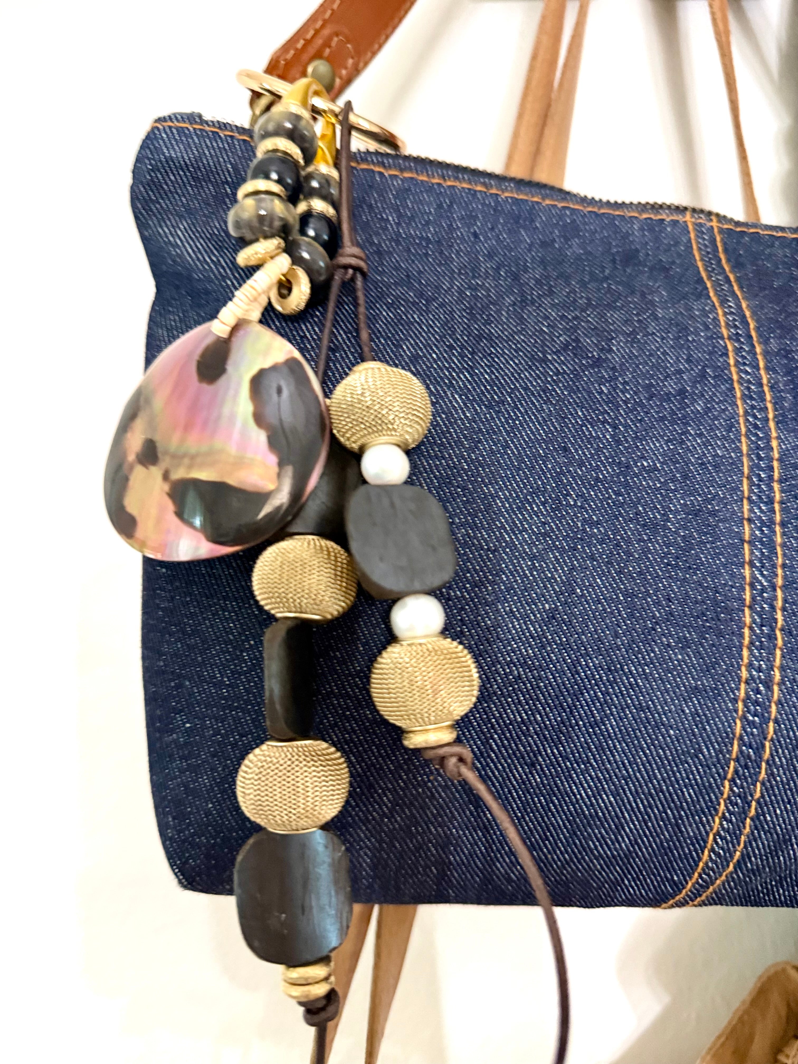 The Abby | Vintage Abalone Shell Bag Charm | A One-of-a-Kind Treasure Reimagined