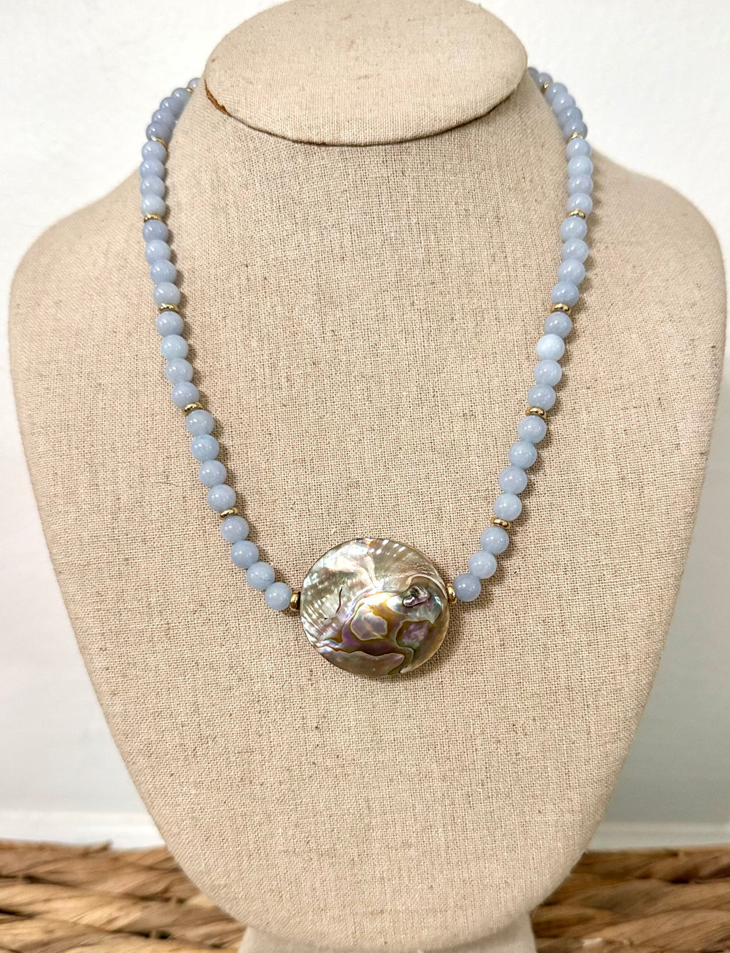 The Sea Siren Beaded Necklace  beach girl boho coastl chic Abalone shell