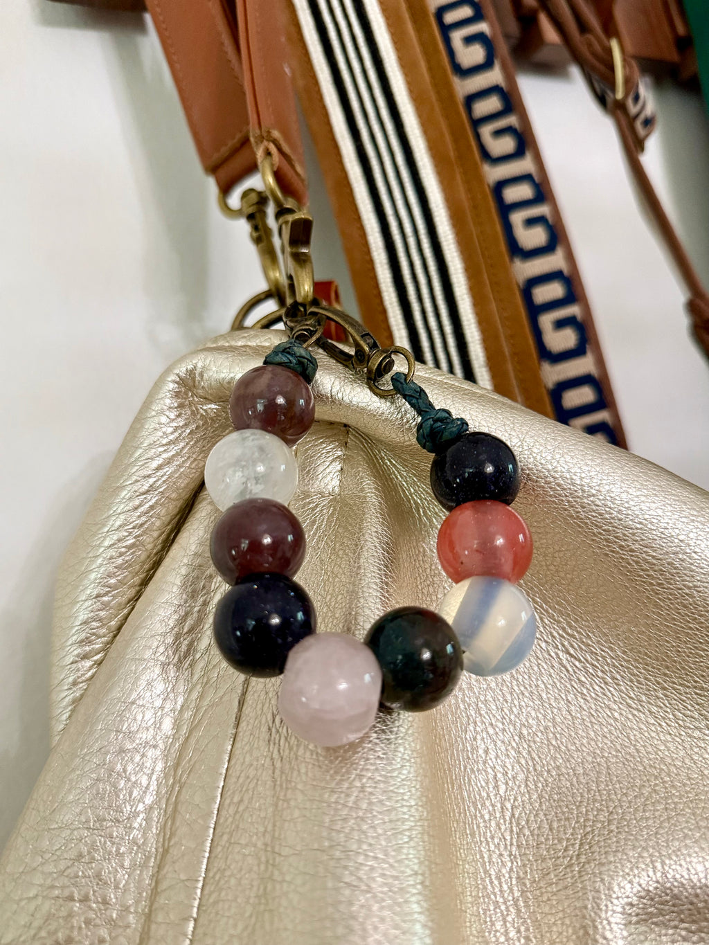The biggies bag charm semiprecious stone boho chic